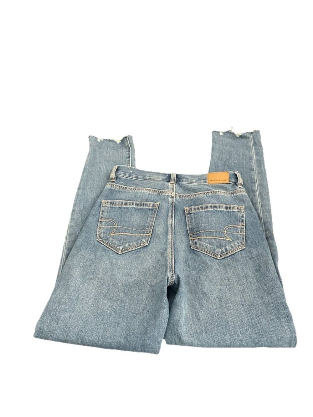 American Eagle Size 00 Regular Mom Jean Distressed Light Wash Jeans - Picture 2 of 5